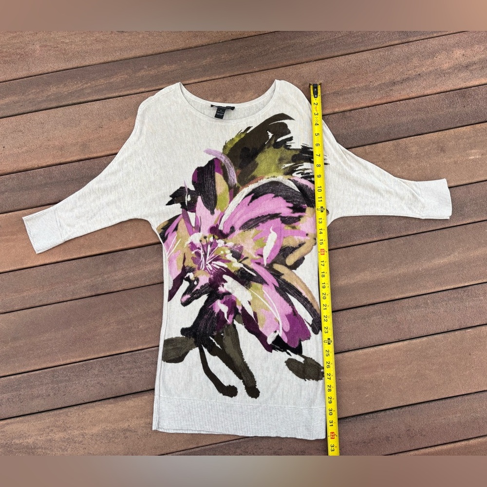 INC International Concepts Artistic Print Tunic Top 3/4 length arms